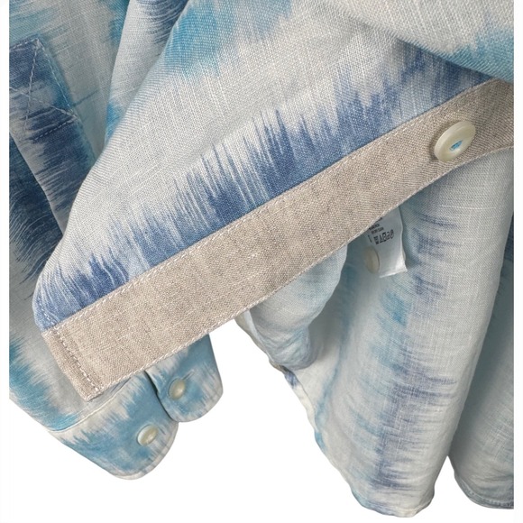 Tommy Bahama Men XXL Linen Long Sleeve Button Up Shirt Blue Stripe Contrast Cuff - Picture 9 of 10